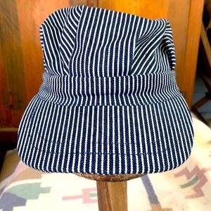Denim Stripe Train Conductors Hat Sz L
